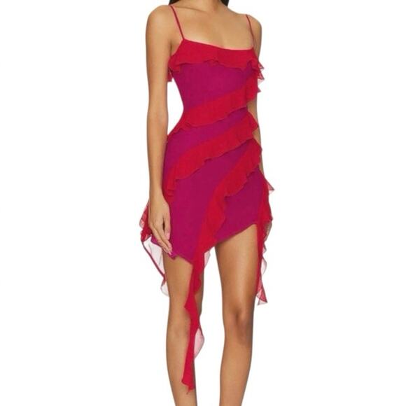 Lovers + Friends Dresses & Skirts - Lovers & friends Marisol mini dress red & pink Y2K ruffle sexy baddie cocktail